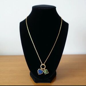 Tory Burch Gold Necklace with Green and Blue Charms